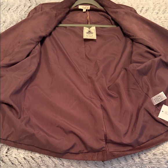 Easel Deep Purple Double-Breasted Sueded Blazer S - Picture 6 of 9